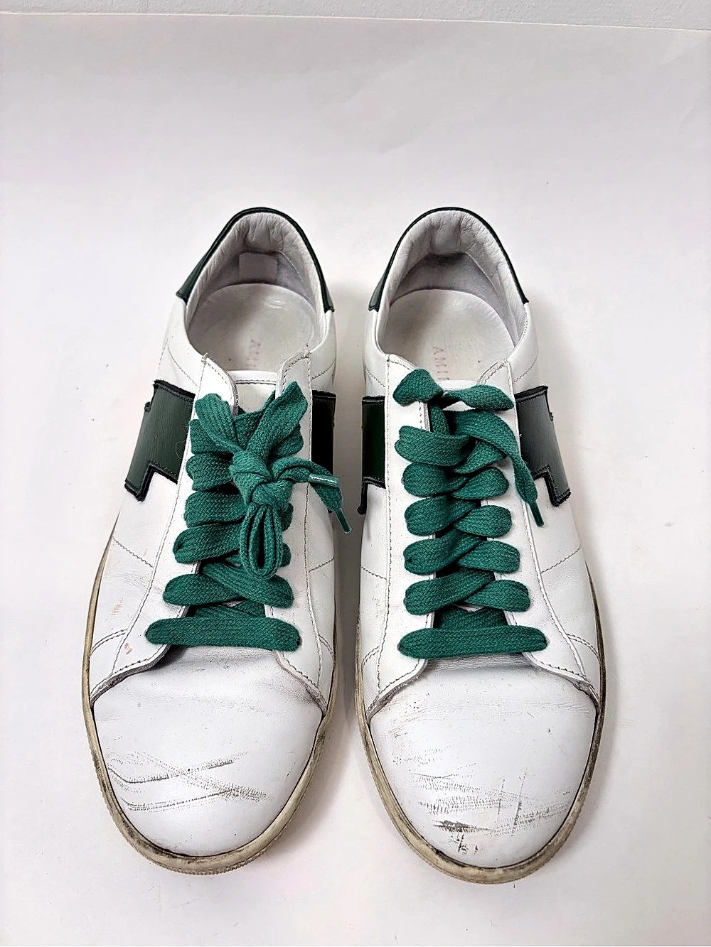 AMIRI White & Green Lightning Bolt Leather Sneakers – EU 42 / US 9